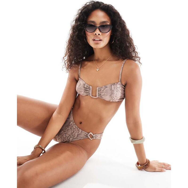 Brave Soul underwire bikini top in snake print-Brown 106519070