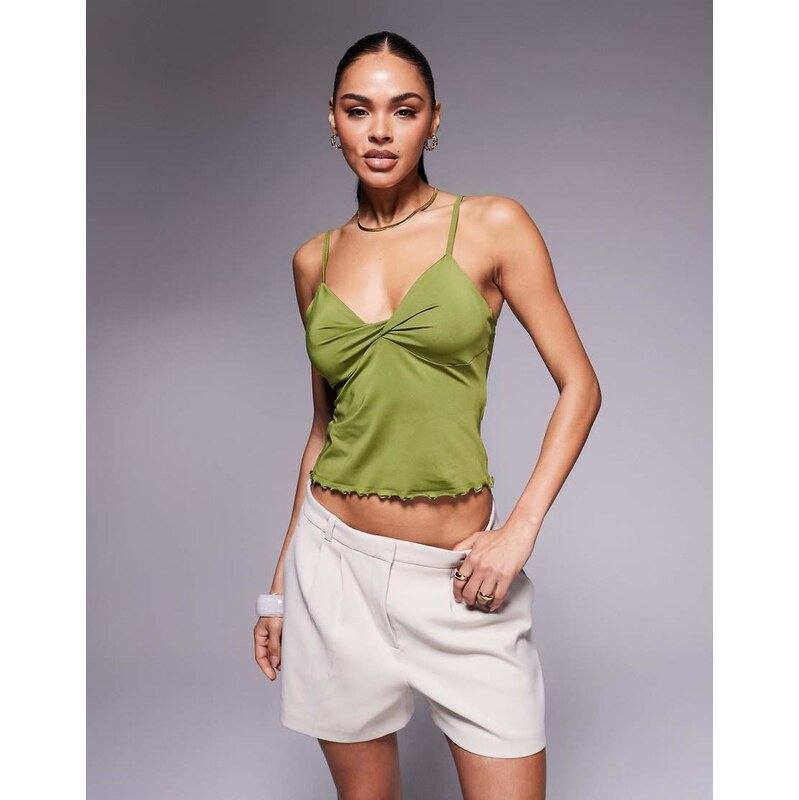 ASOS DESIGN twist bust cami top in green