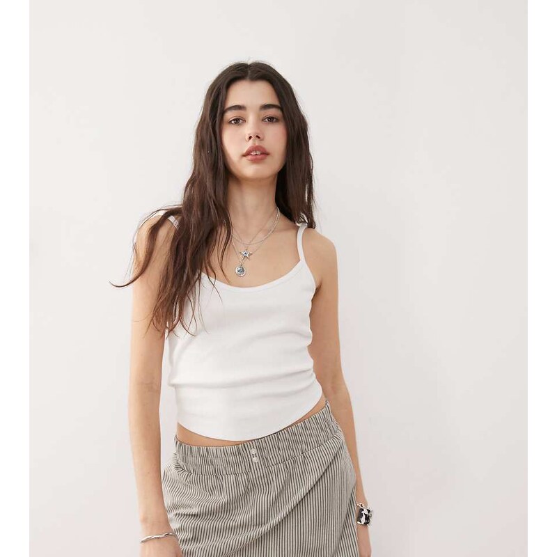 COLLUSION rib cami top - WHITE