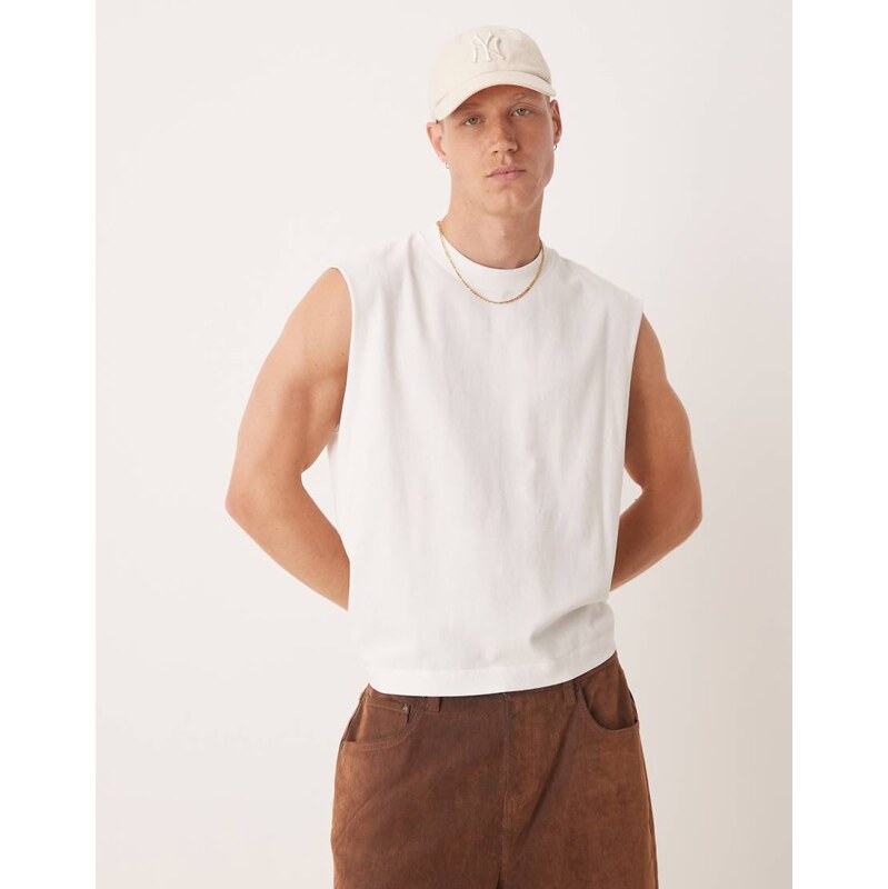 Abercrombie & Fitch cropped sleeveless tank top in white 106519196