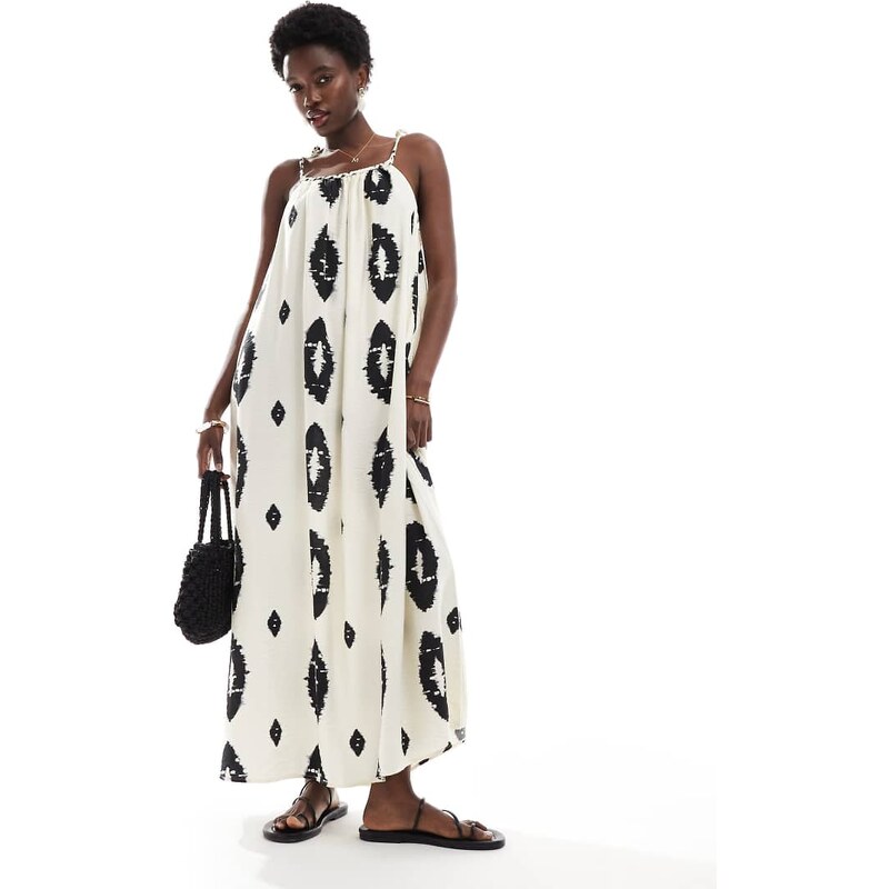 ONLY abstract print maxi dress in white