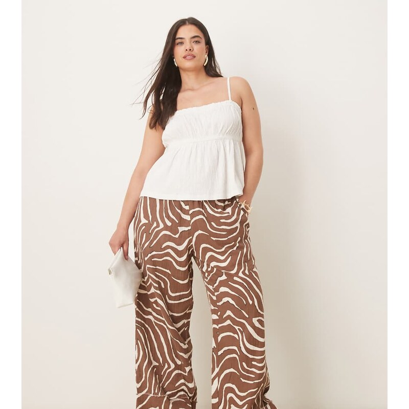 ASOS Curve ASOS DESIGN Curve cheesecloth pull on trousers with raw 115511729