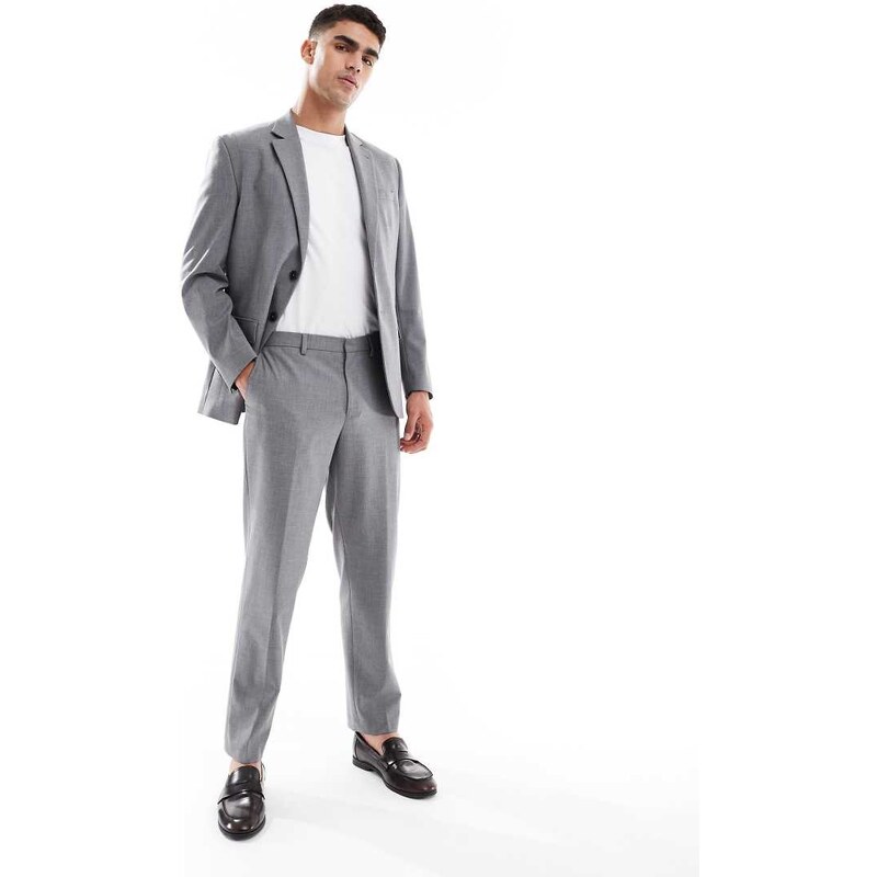 Jack & Jones regular fit wool blend suit trousers in grey