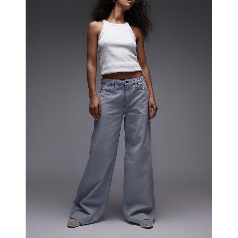 Wrangler lightweight wide leg jean in washed acid blue 106519510