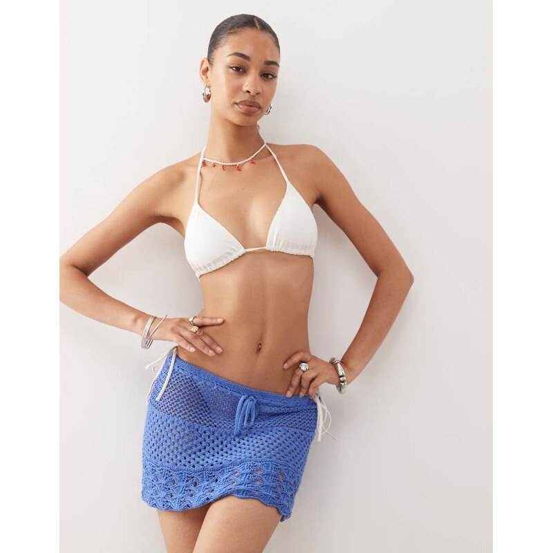 COLLUSION crochet knitted mini skirt in blue 106519583