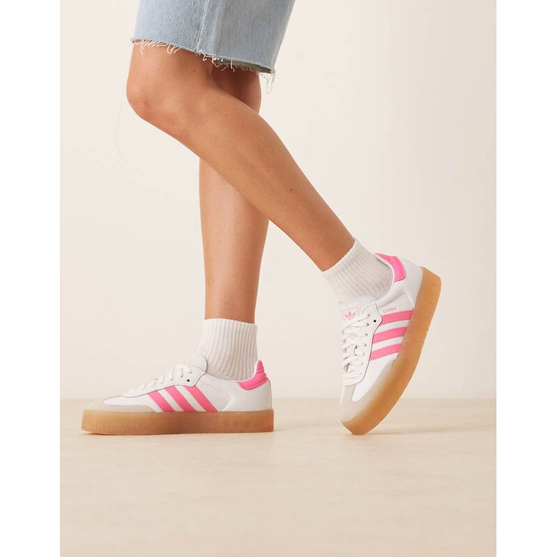 adidas Originals Sambae trainers in white and pink