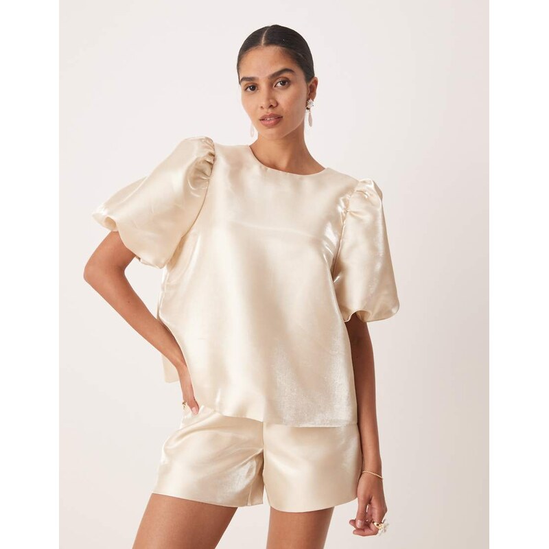 Amy Lynn high shine multiway tie detail smock top co-ord in