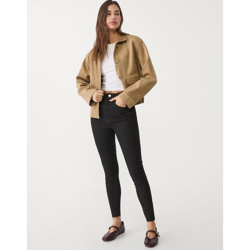 Stradivarius super high waist jeans in black 106519666