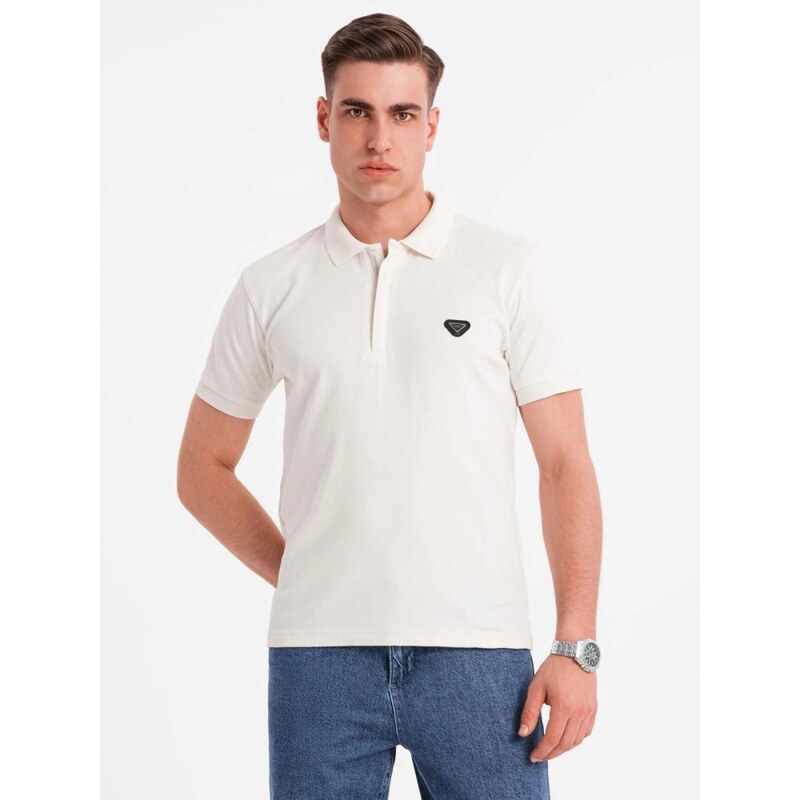 Ombre Clothing Pánská bílá polokošile se zipem V1 POSS-0148