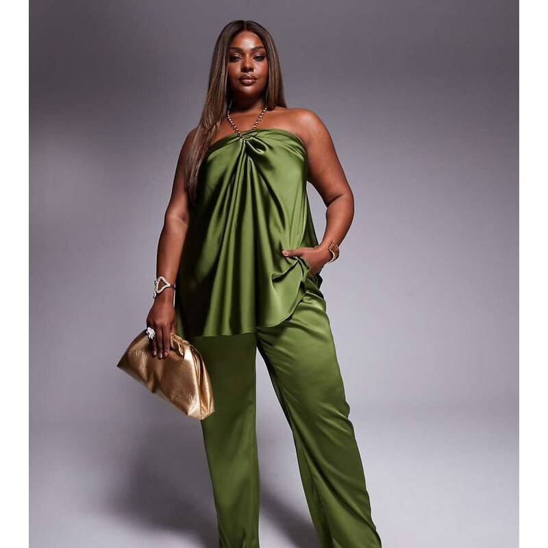 ASOS Curve ASOS DESIGN Curve tailored straight leg satin