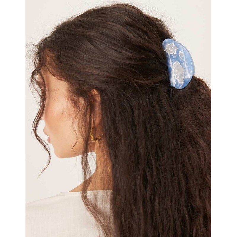 ASOS DESIGN hair claw with cloud details in blue 106532655