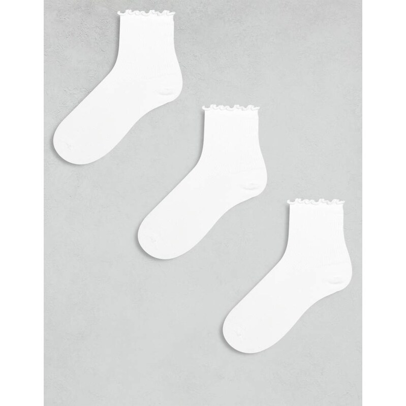 ASOS DESIGN 3 pack frill edge ankle socks in white 106532682