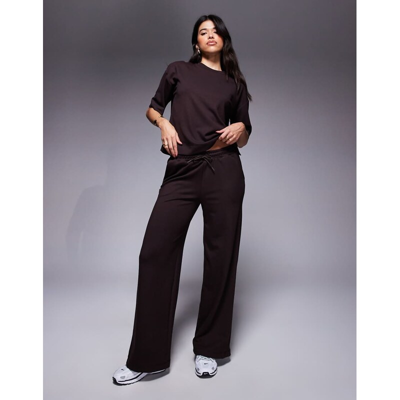 River Island clean wide leg joggers co-ord in brown 106532750