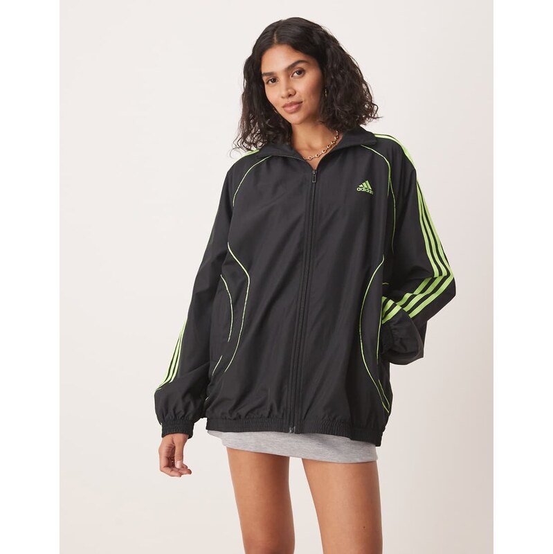 adidas Originals Teamgeist adicolor oversized woven track top in black 115498714