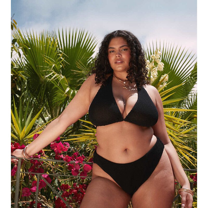 ASOS Curve ASOS DESIGN Curve Cara crochet high leg bikini bottom in 115511441