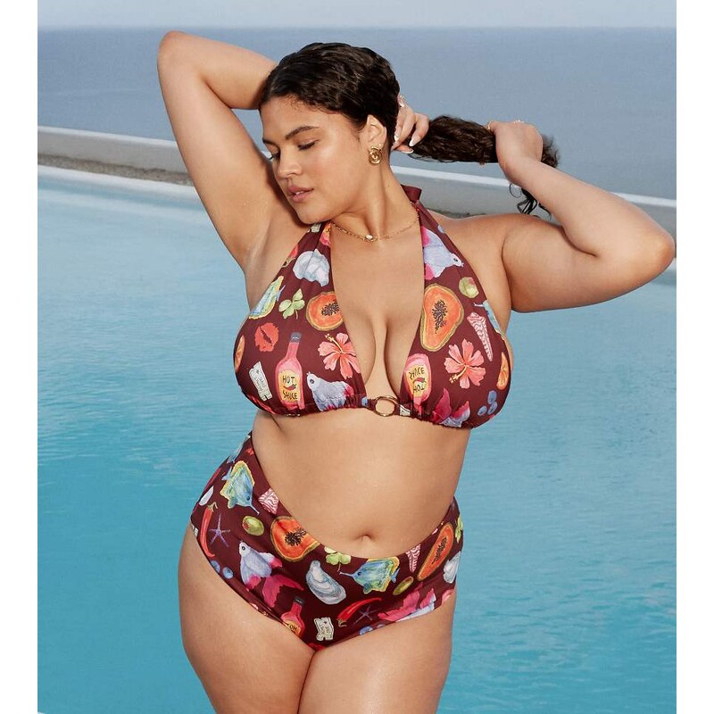 ASOS Curve ASOS DESIGN Curve Celeste high leg high wais bikini bottom 106534633