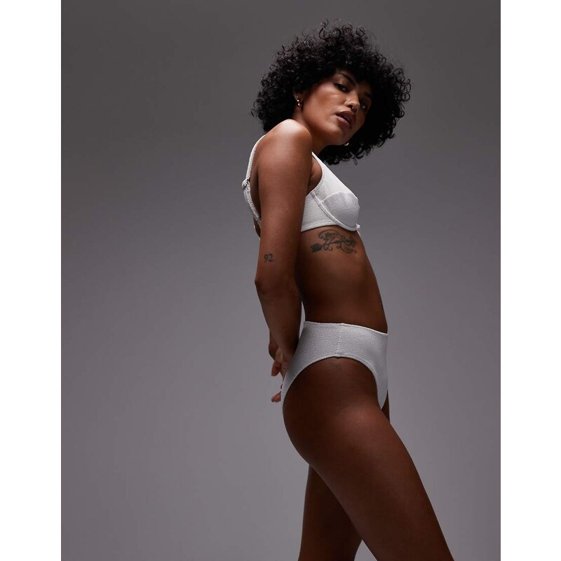 ARKET mix & match crinkle bubble bikini bottom in white