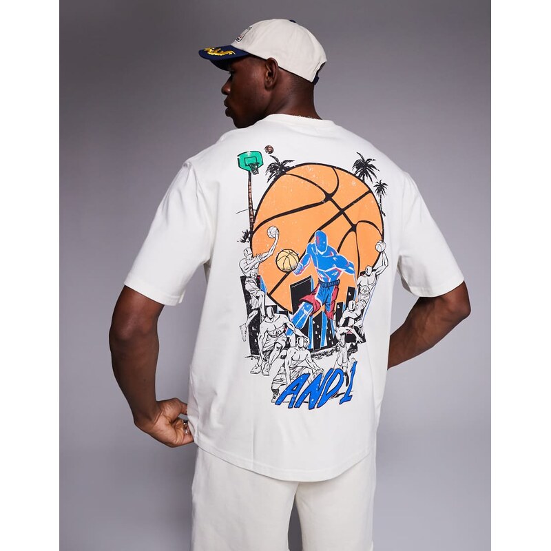 AND1 oversized logo t-shirt with sports back print in white 106534717
