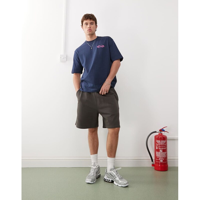 Weekday oversized jersey shorts in dark mole-Grey