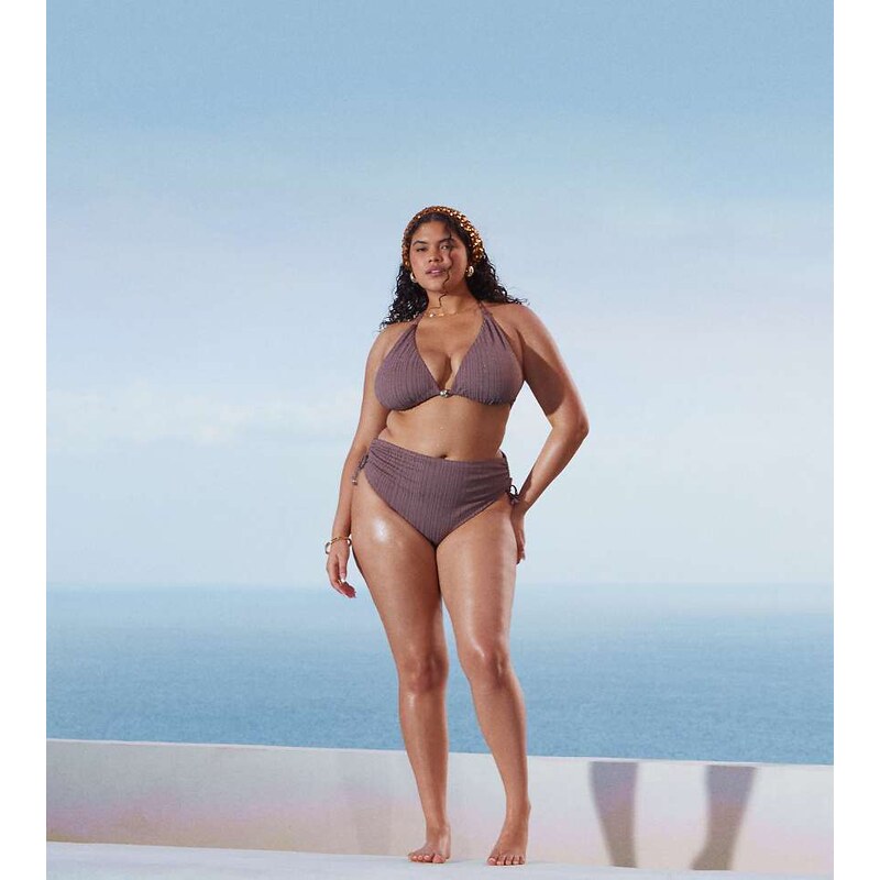 ASOS Curve ASOS DESIGN Curve Tayla high leg high waist bikini