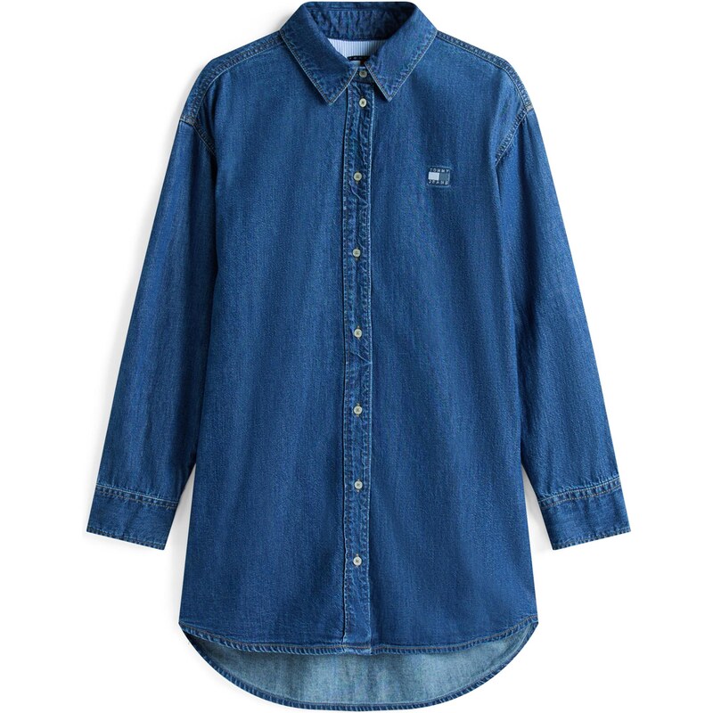 Tommy Jeans Košilové šaty modrá džínovina