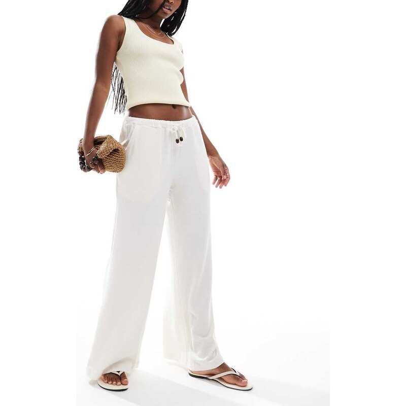 Cotton On lightweight wide leg beach pant in white 106540609