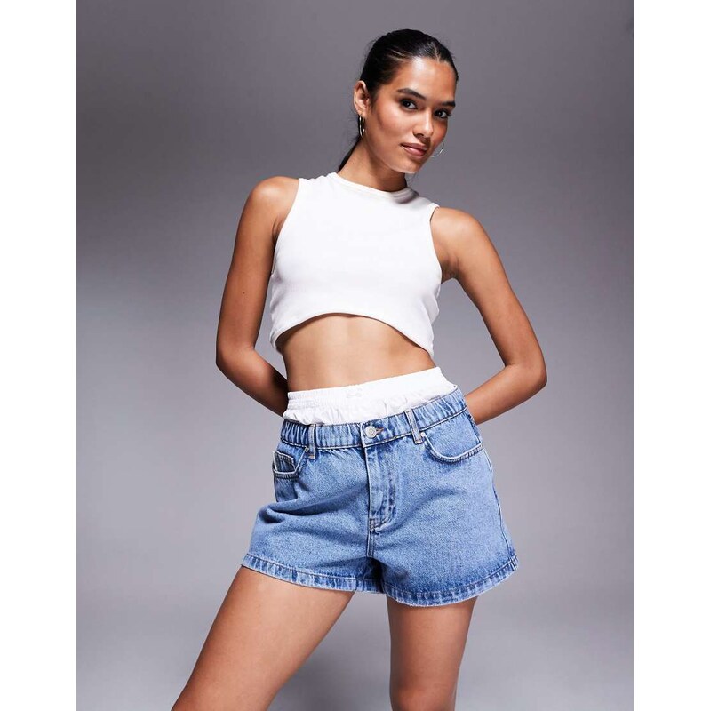 The Couture Club denim shorts in lightwash blue with detachable boxer 107014035