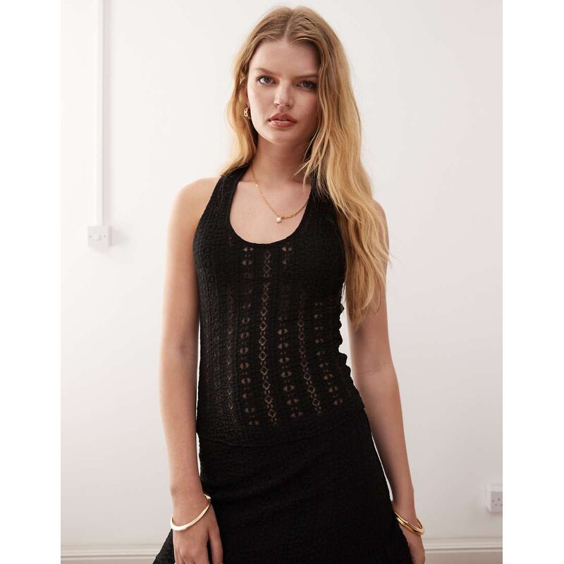 COLLUSION lace halter top in black 106540863