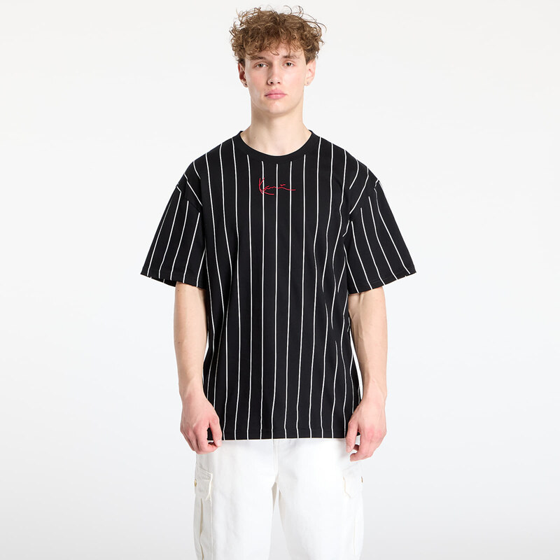 Tričko Karl Kani Small Signature Pinstripe Tee Black/ White M
