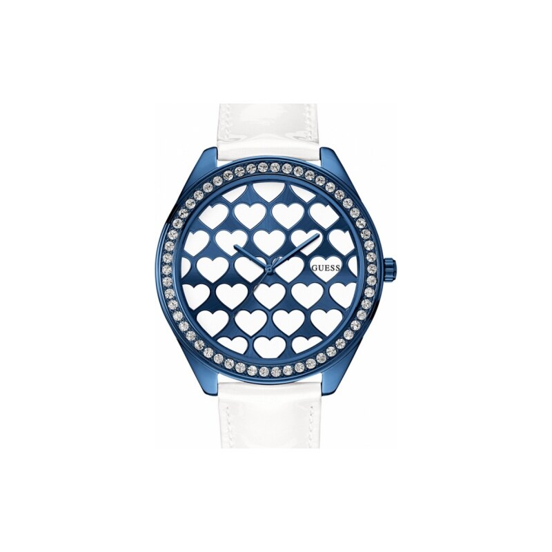 Hodinky Guess White And Blue-Tone Dazzling Hearts Oversized Watch