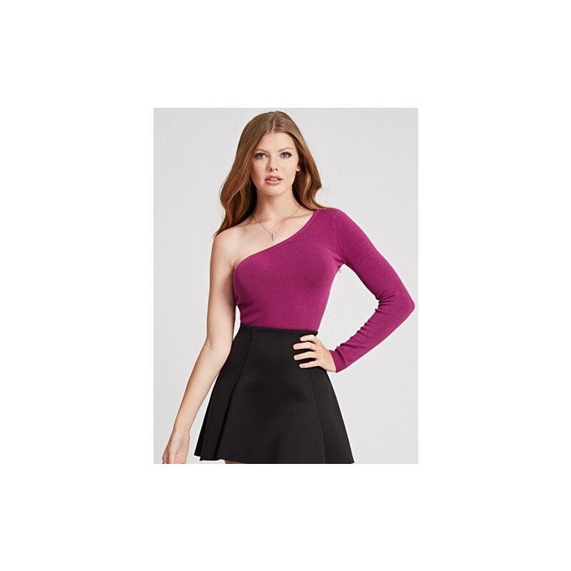 Svetr Guess Allison Long-Sleeve One Shoulder Sweater fialový