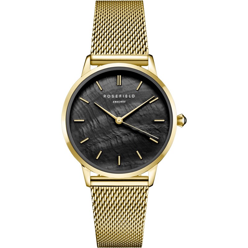 Rosefield Pearl Edit Mesh Black Gold dámské hodinky RBGMG-R07