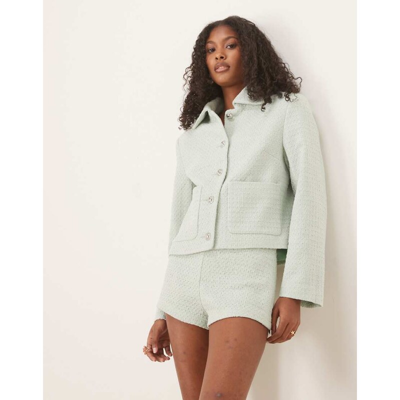 ASOS DESIGN tailored boucle jacket co-ord in sage-Green 106547771