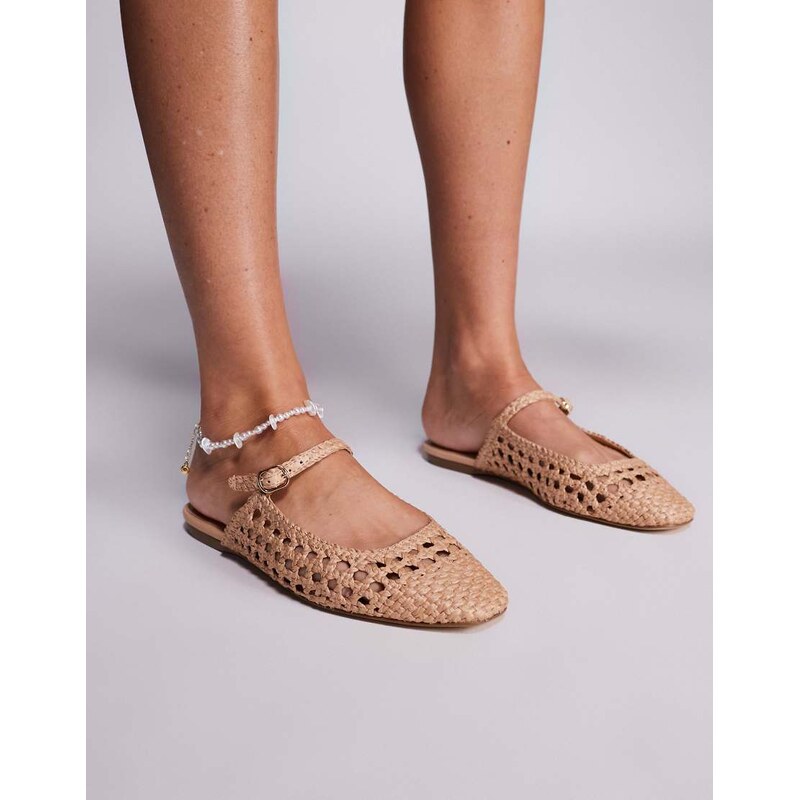 Steve Madden Glennie woven mule flats in natural raffia-Neutral