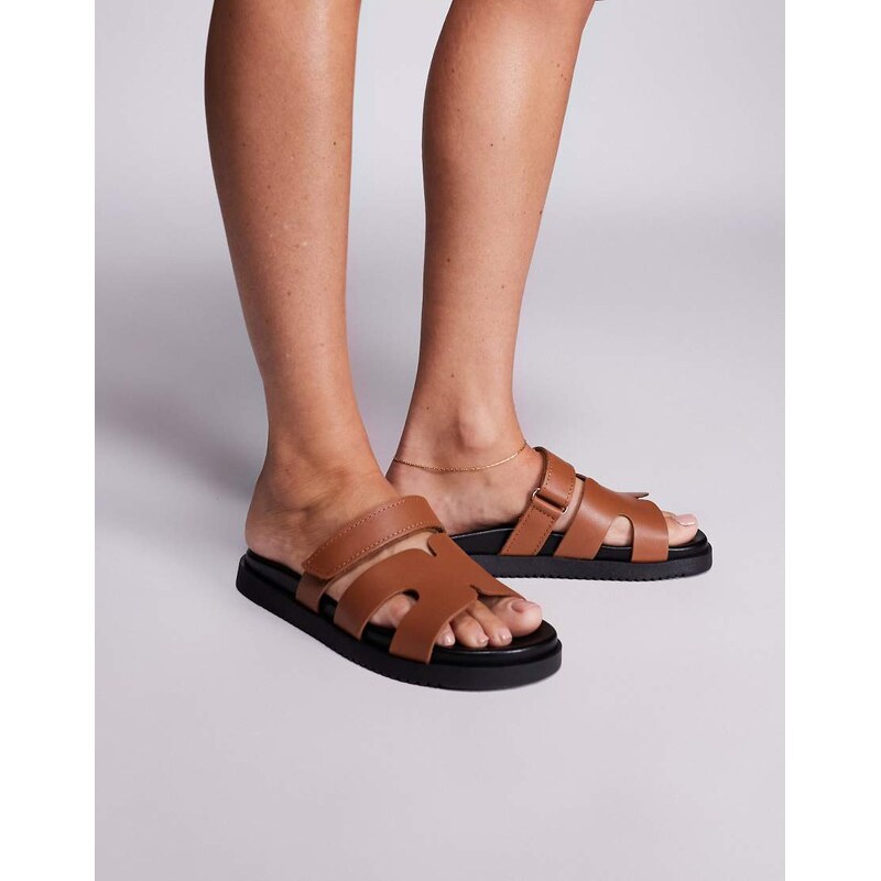 Steve Madden Missile sandals with straps in leather cognac-Brown