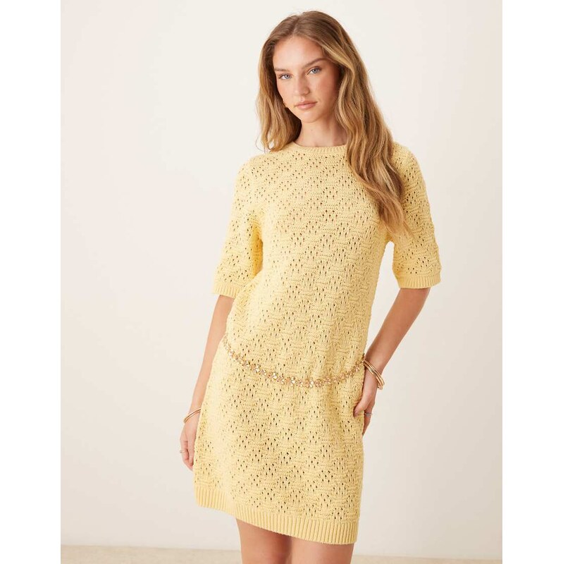 ASOS DESIGN knitted half sleeve t-shirt mini dress-White 113262458