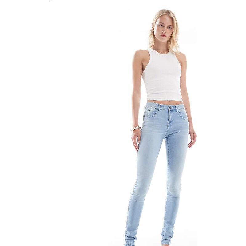 Noisy May Tall Jen push up skinny jeans in light blue wash 106549377