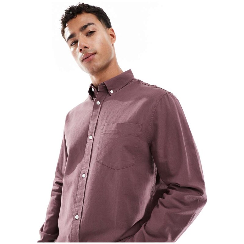 ASOS DESIGN oxford regular shirt in brown