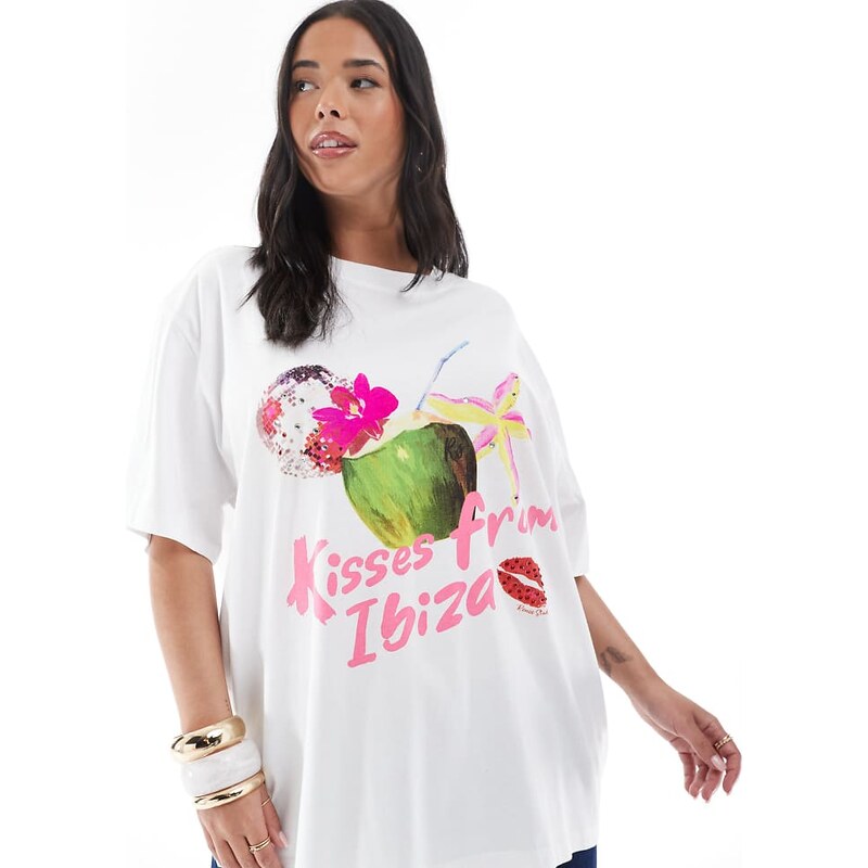 Renee Studio Plus exclusive Ibiza graphic t-shirt in white 106552947