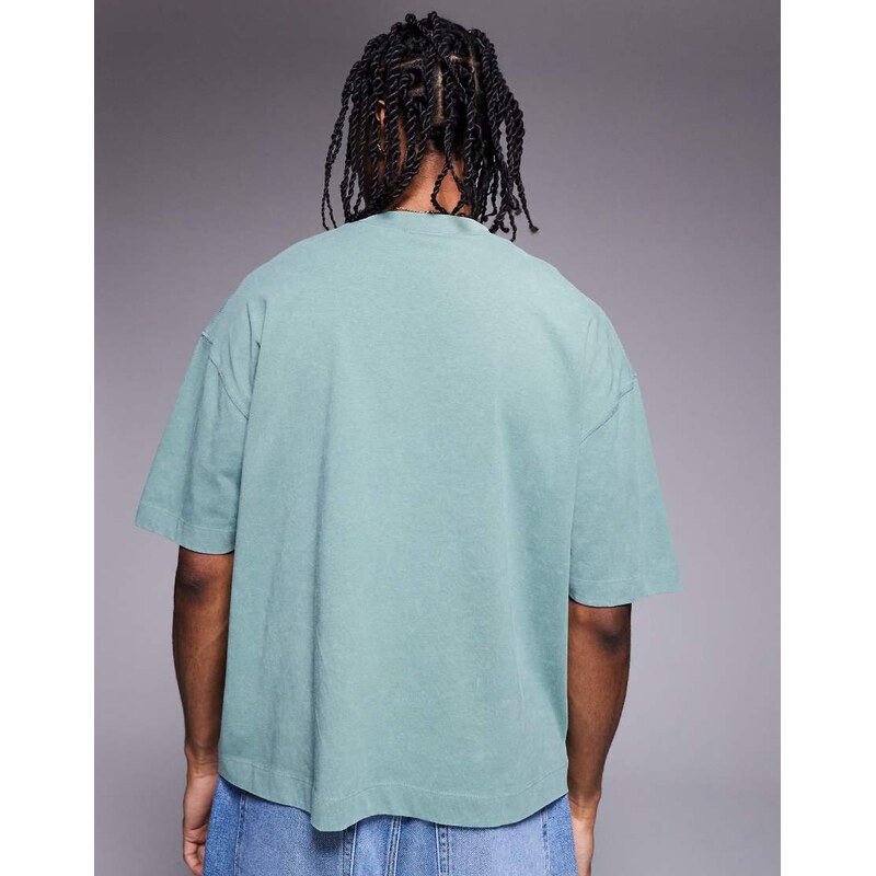 ASOS DESIGN heavyweight boxy oversized t-shirt in washed green