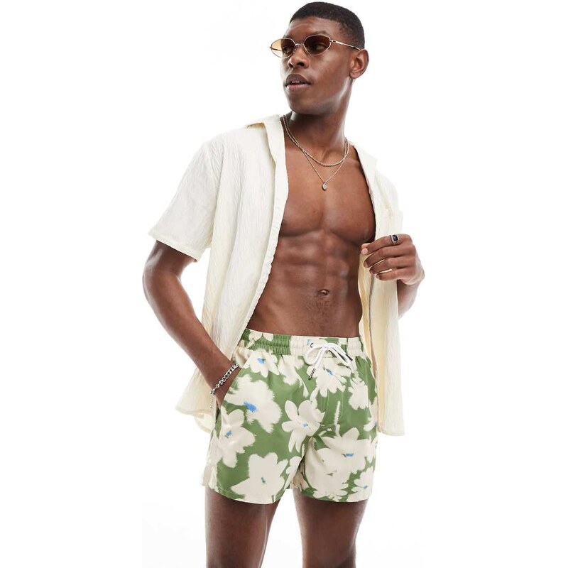 Aray flowing floral swim short in green