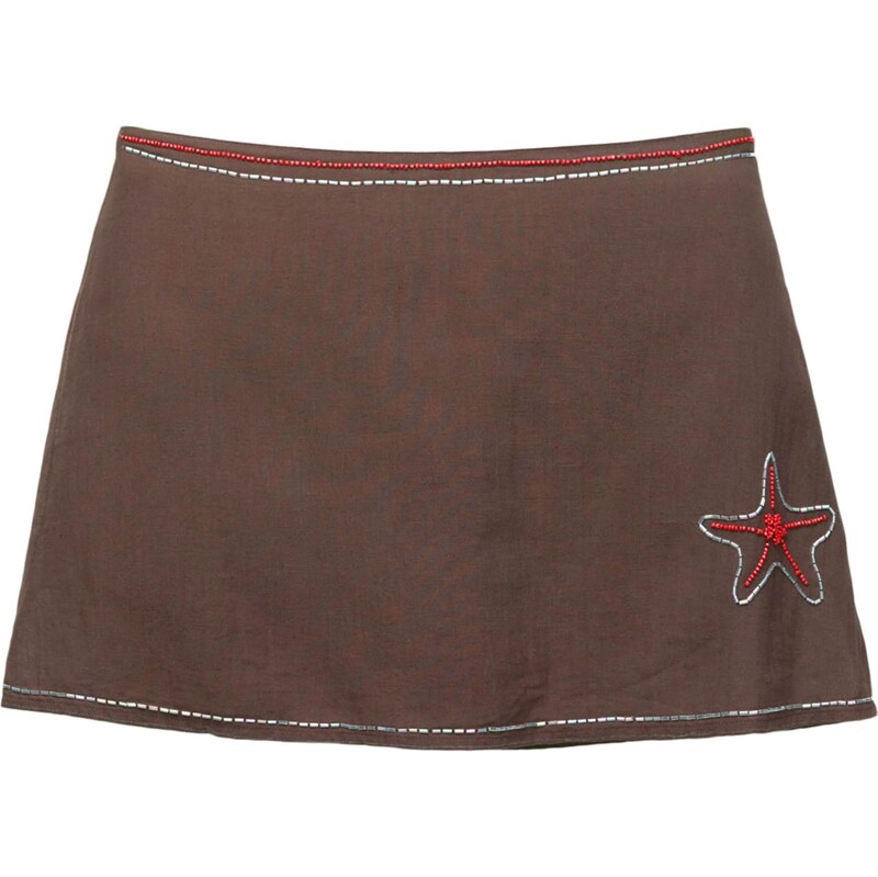 Pull&Bear Sukně tmavě hnědá / tmavě červená / stříbrná 109394176