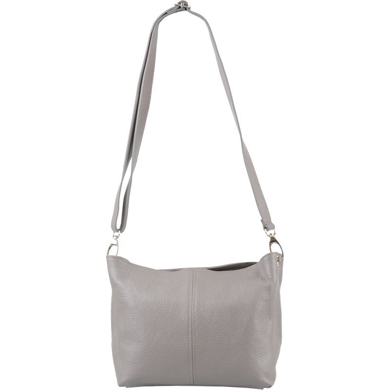 Šedá kožená italská crossbody kabelka Batilda Grigia Scura NovaKabelka 15196703