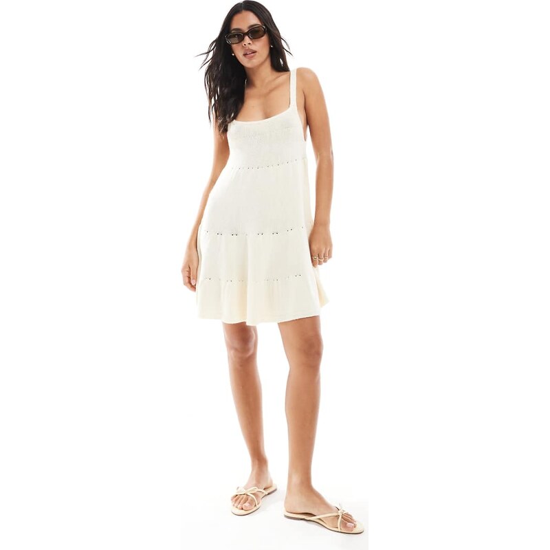 Miss Selfridge knitted baby doll mini dress in cream-White 106568258