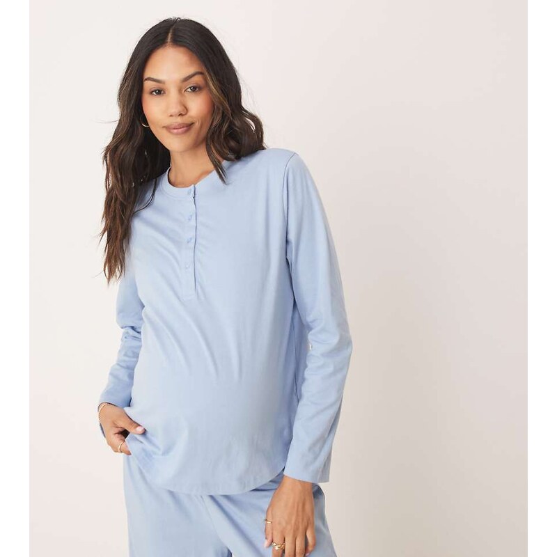 ASOS Maternity ASOS DESIGN Maternity mix & match henley pyjama top in 106568123