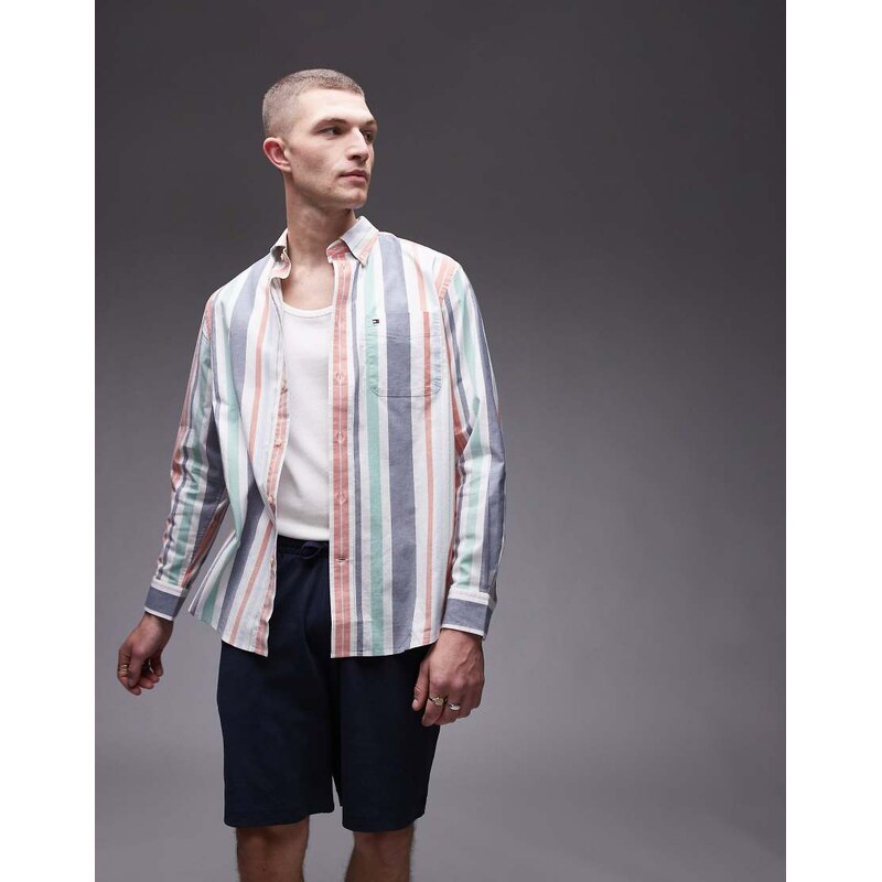 Tommy Hilfiger oxford regatta stripe shirt in multi