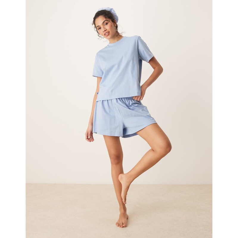 ASOS DESIGN mix & match side split pyjama tee in blue