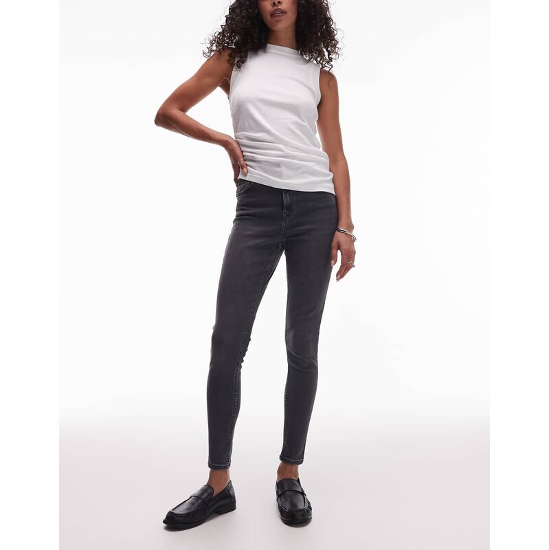 Topshop Jamie high rise skinny jean in washed black