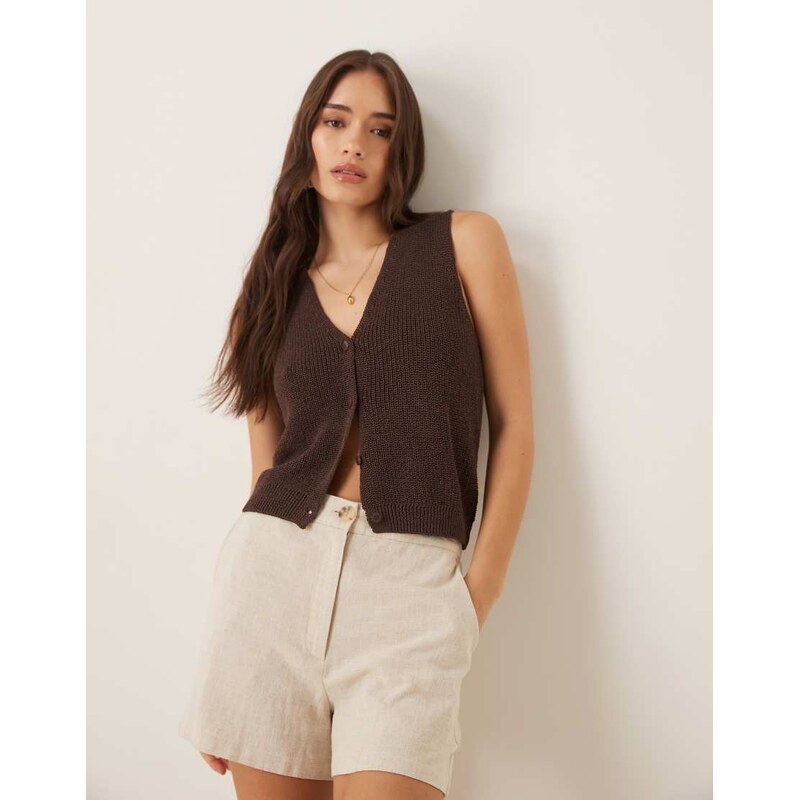 Mango lightweight knitted vest in brown 106579644