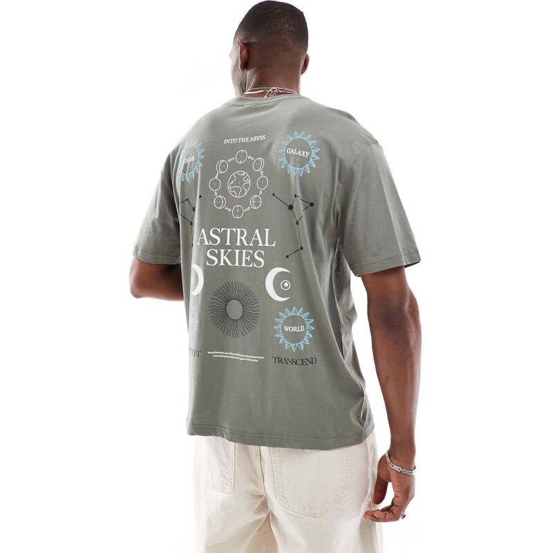 ONLY & SONS relaxed fit t-shirt with solar back print in grey